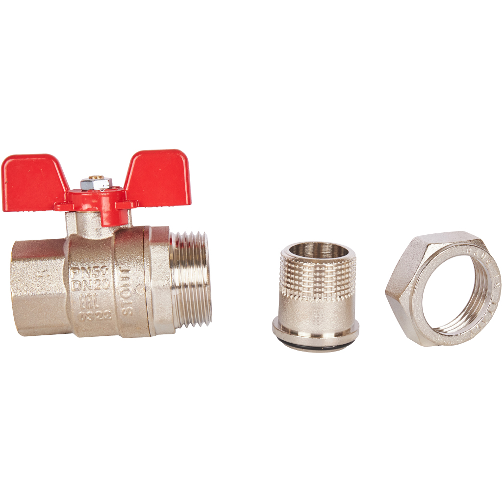 Кран шаровой полнопроходной STOUT с американкой , ВР/НР, ручка бабочка 3/4 (EPDM). Фото 6