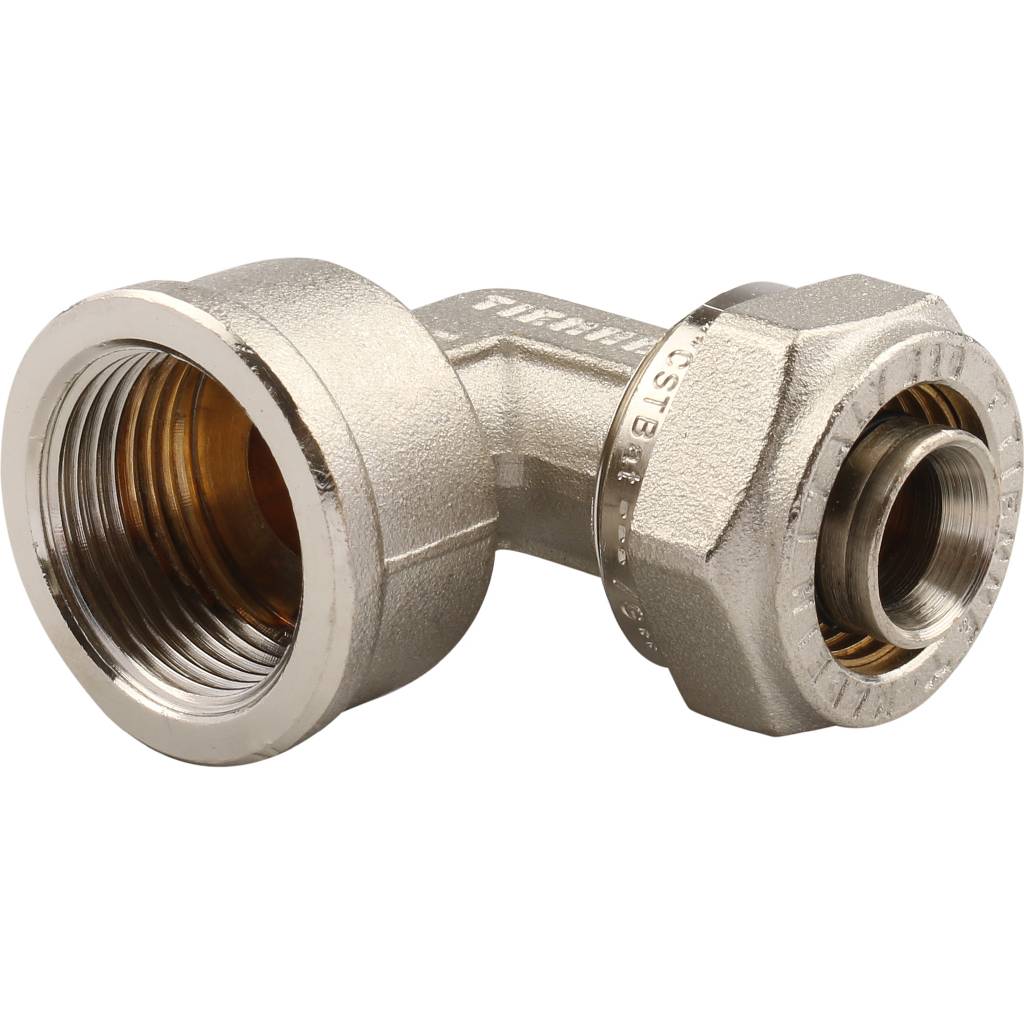 Угольник TIEMME с внутренней резьбой (20х2.0х3/4) для металлопластиковых труб винтовой