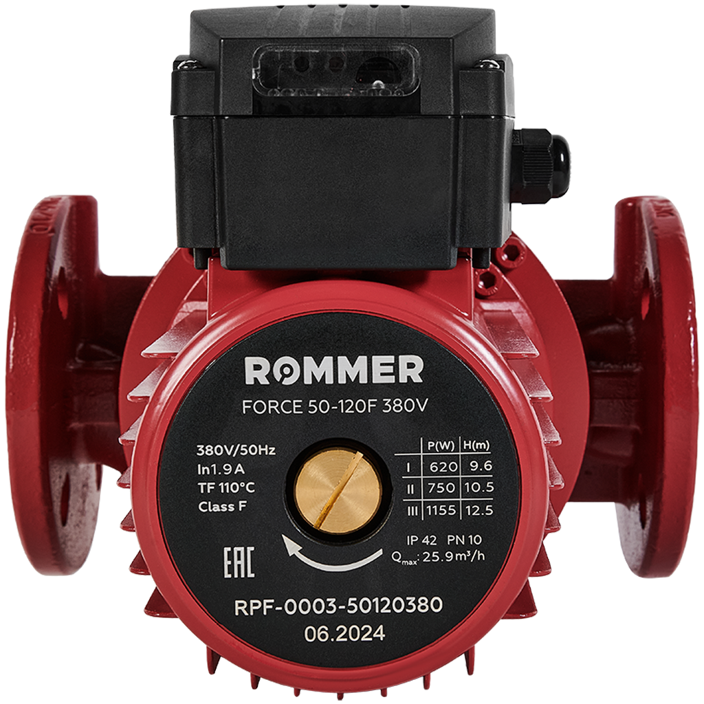 Насос циркуляционный фланцевый трехскоростной ROMMER 50-120F 380V