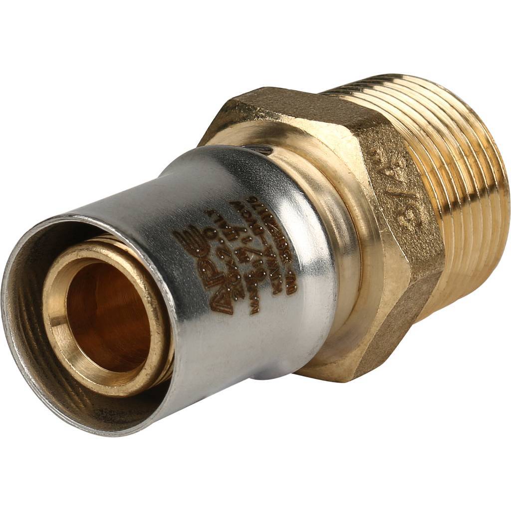 Переходник STOUT с наружной резьбой 3/4 х20 для металлопластиковых труб прессовой. Фото 1