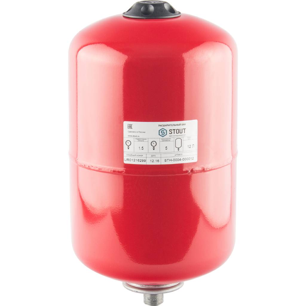 Расширительный бак STOUT STH-0004 на отопление 12 л. (цвет красный)