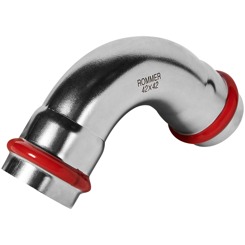 Угольник ROMMER 90° ВПр-ВПр 42 из нержавеющей стали прессовой