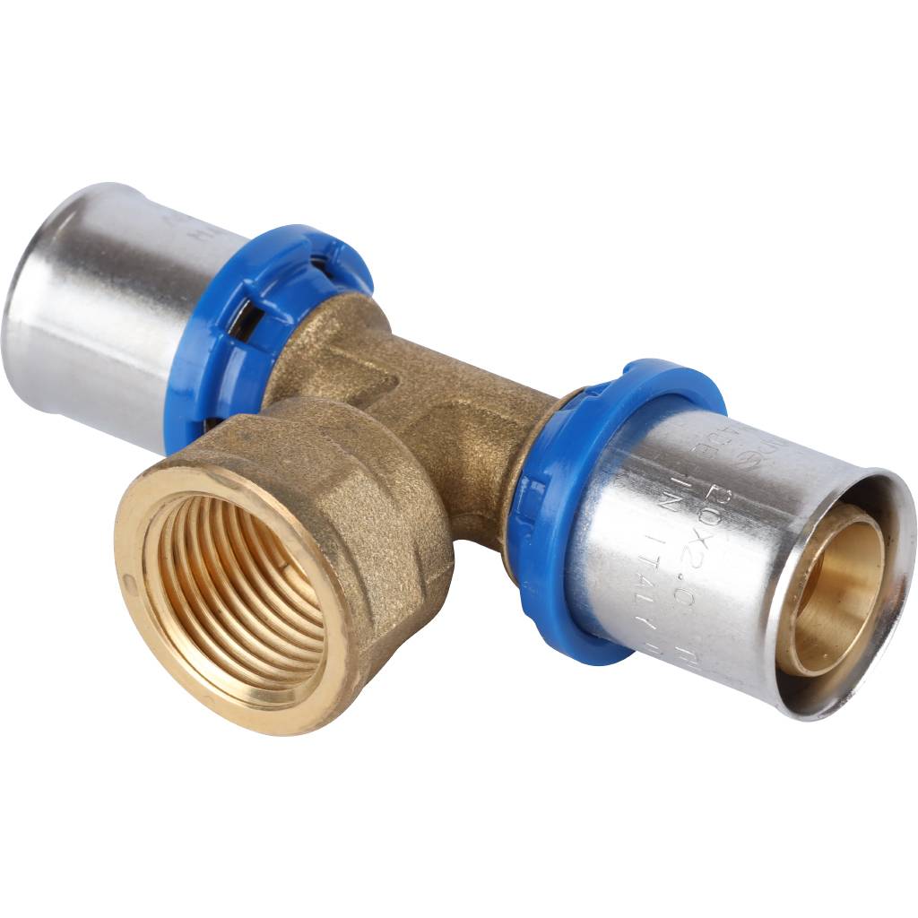 Тройник-переходник APE с внутренней резьбой 20х1/2 х20 для металлопластиковых труб прессовой