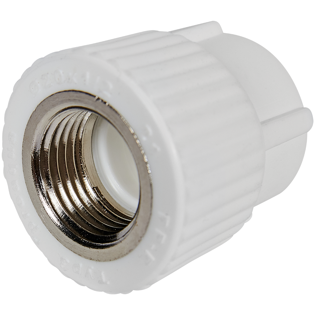 Муфта комбинированная Pro Aqua d= 20-1/2 PP-R ВР Белая. Фото 1