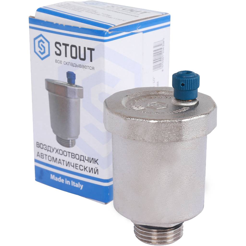 Воздухоотводчик автоматический вертикальный выпуск STOUT нар.р. 1/2 никель., уплотнительное кольцо — NBR. Фото 4