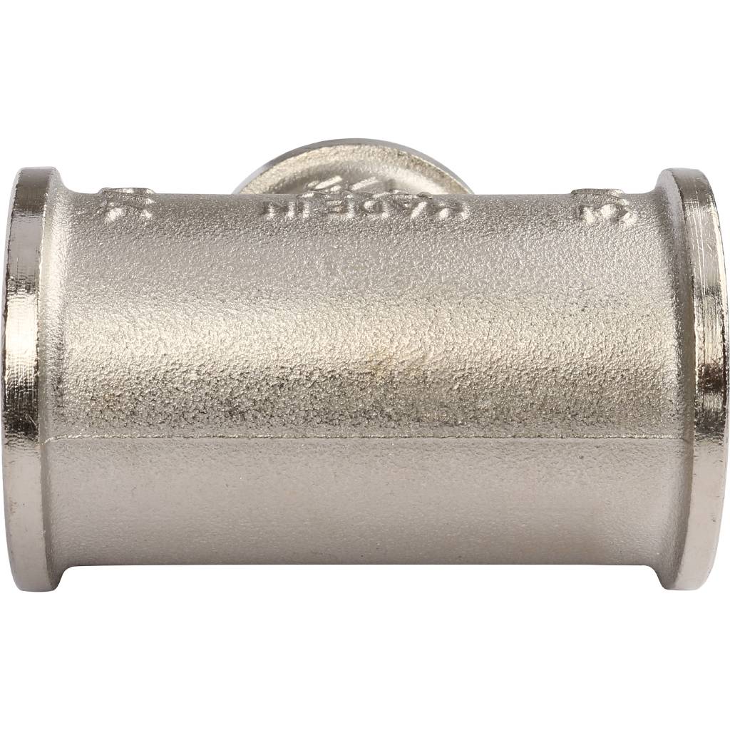 Тройник TIEMME ВВ никелированный 3/4х1/2х3/4 для стальных труб резьбовой. Фото 2