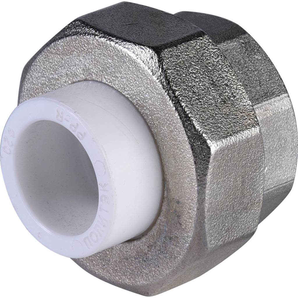 Муфта разъемная с наружной резьбой Политэк 20х1 для полипропиленовых труб под сварку (цвет белый)