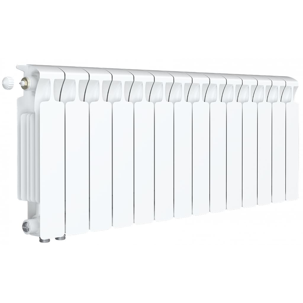 Радиатор биметаллический RIFAR MONOLIT VENTIL 350 MVL 14 секций нижнее левое подключение (белый RAL 9016). Фото 0