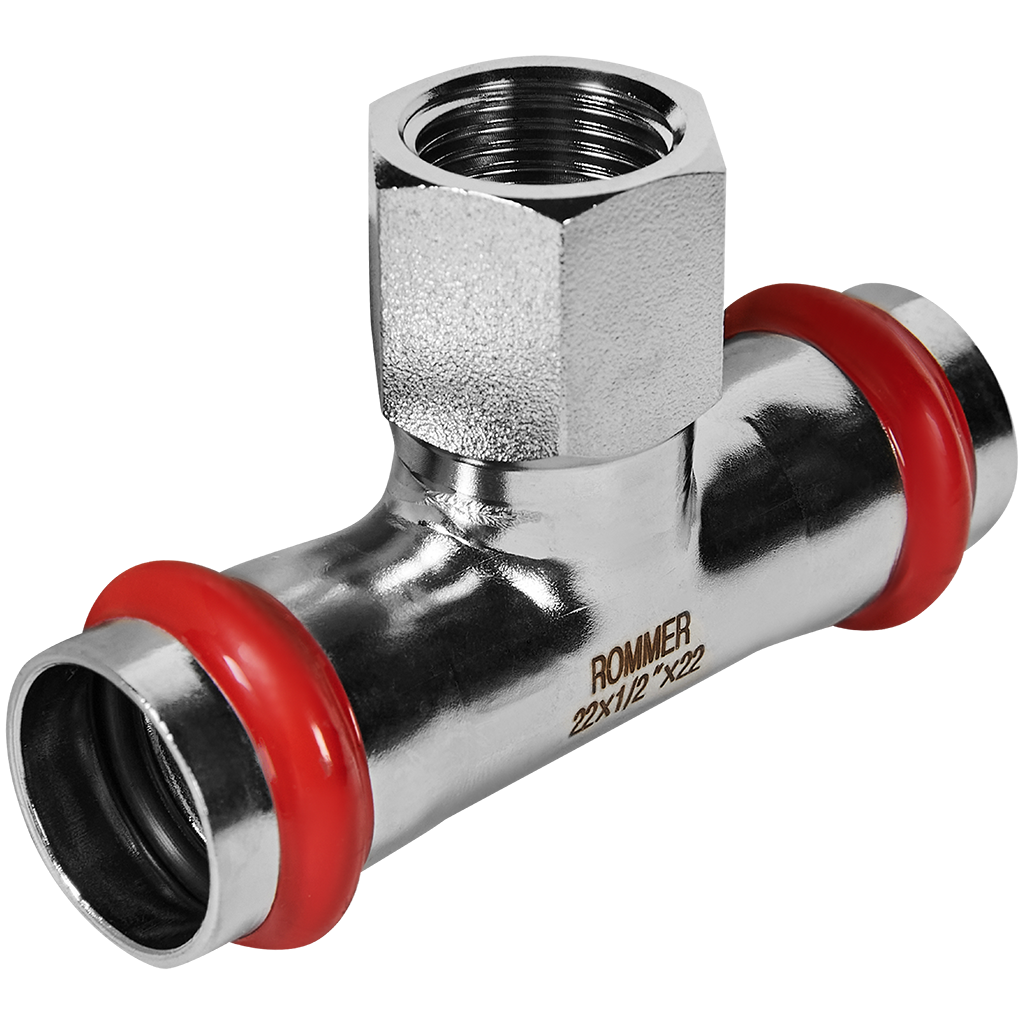 Тройник-переходник-ВР ROMMER 22х1/2 из нержавеющей стали прессовой