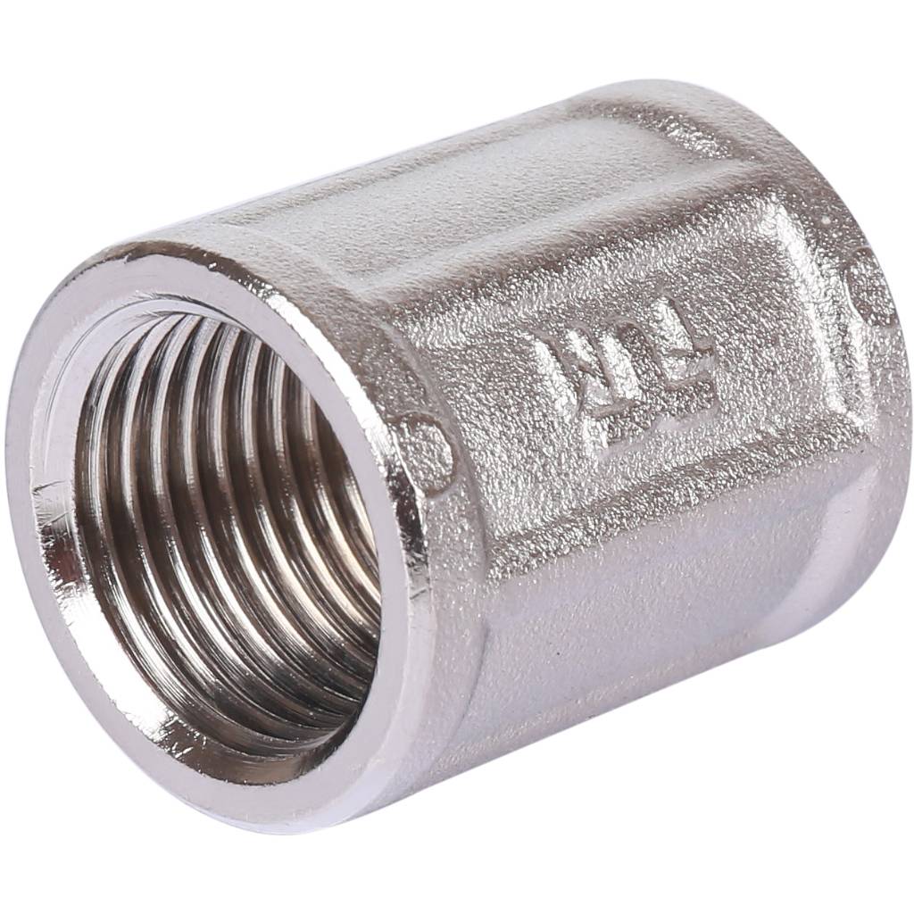 Муфта TIEMME ВВ никелированная 1/2х1/2 для стальных труб резьбовой