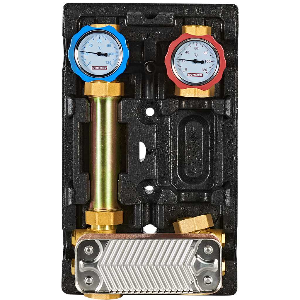 Насосная группа ROMMER RDG-1038 с теплообменником 34 пластин, без насоса в теплоизоляции RDG-1038-342501