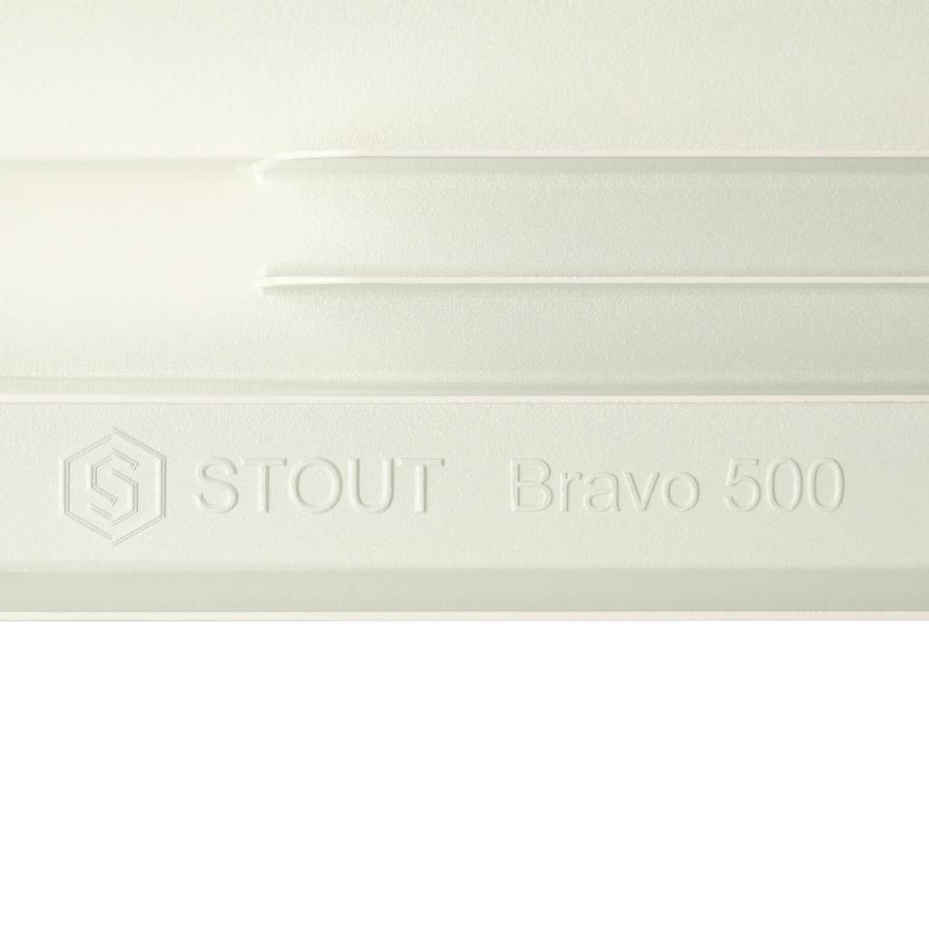 Радиатор алюминиевый STOUT Bravo 500 14 секций боковое подключение RAL9010. Фото 9