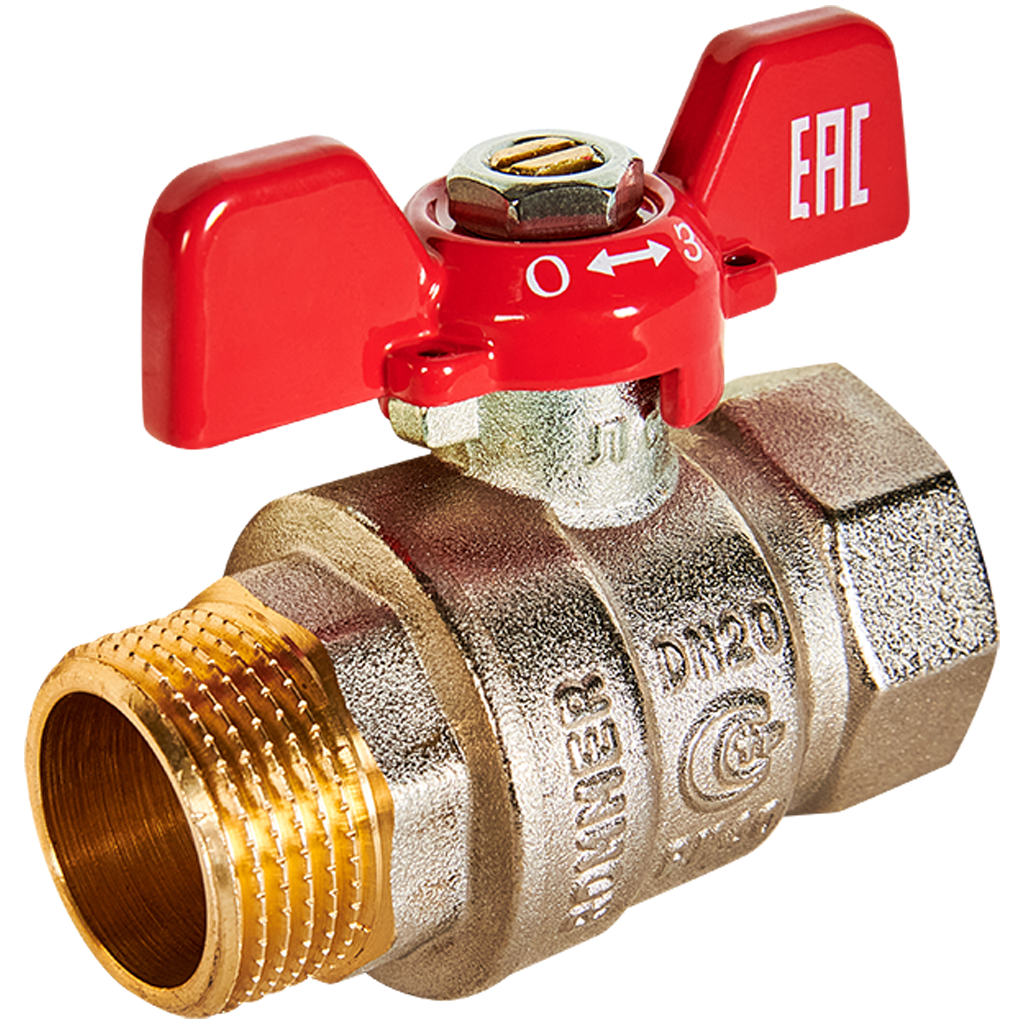 Кран шаровой ROMMER ВР/НР, ручка бабочка 3/4