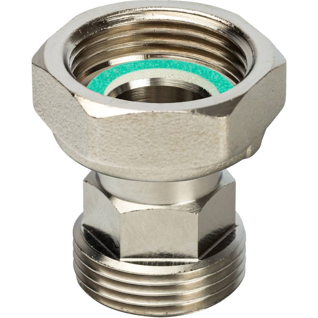 Разъемное соединение STOUT 3/4 с плоским уплотнением и обратным клапаном, никелированное