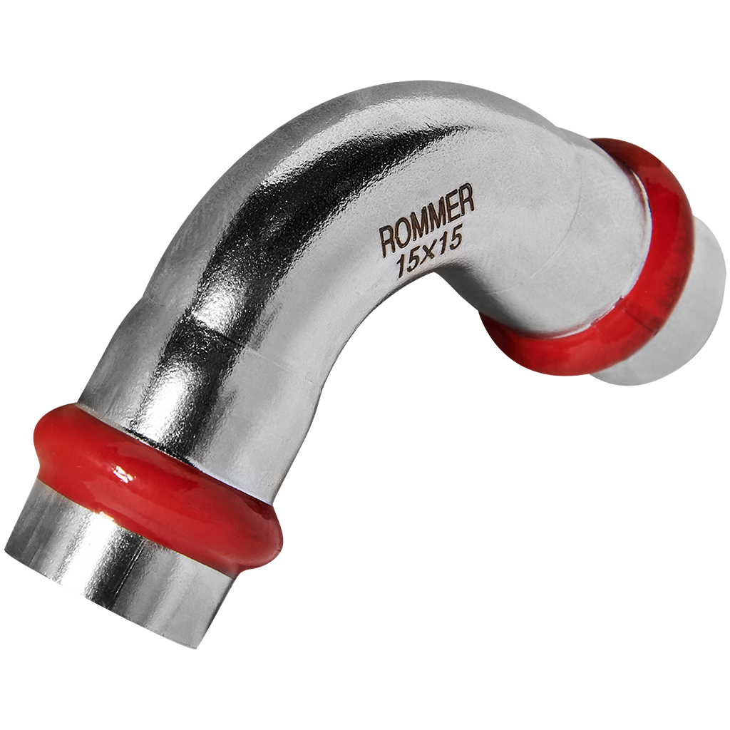 Угольник ROMMER 90° ВПр-ВПр 15 из нержавеющей стали прессовой