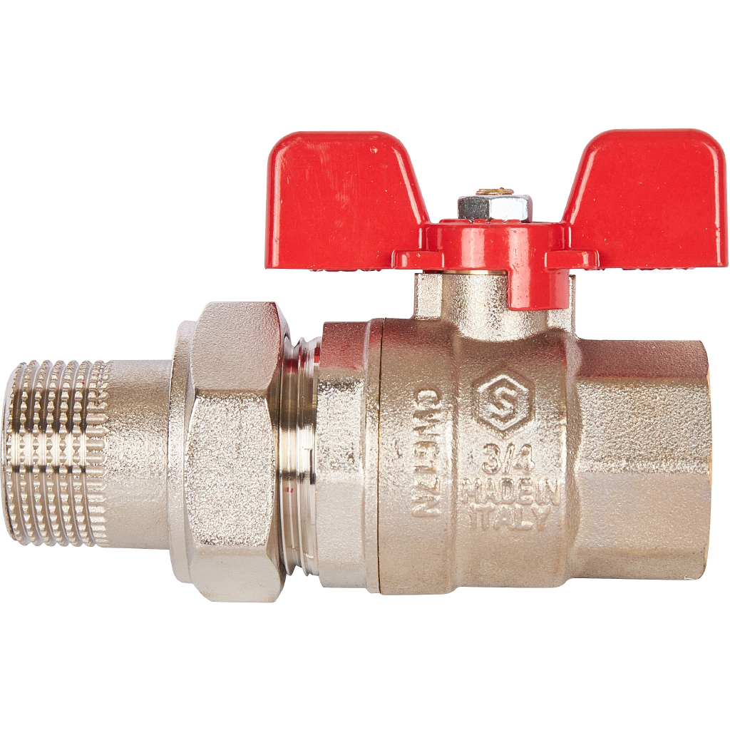 Кран шаровой полнопроходной STOUT с американкой , ВР/НР, ручка бабочка 3/4 (EPDM). Фото 2