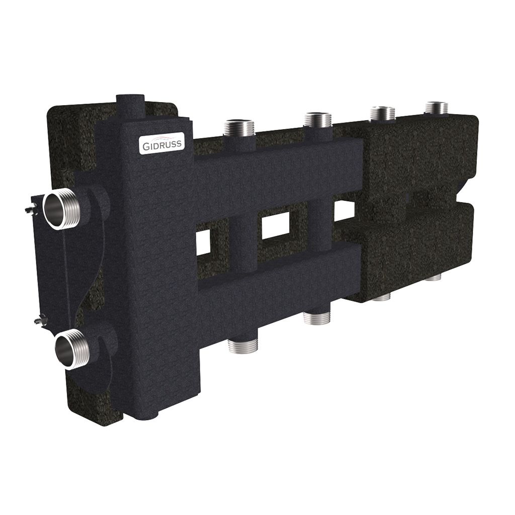 Балансировочный коллектор GIDRUSS BM-60-5DU.EPP (до 60 кВт, вх. G 1, 2+2+1 контура G 1,4D-кронштейны K.UMS, EPP-термоизоляция). Фото 0
