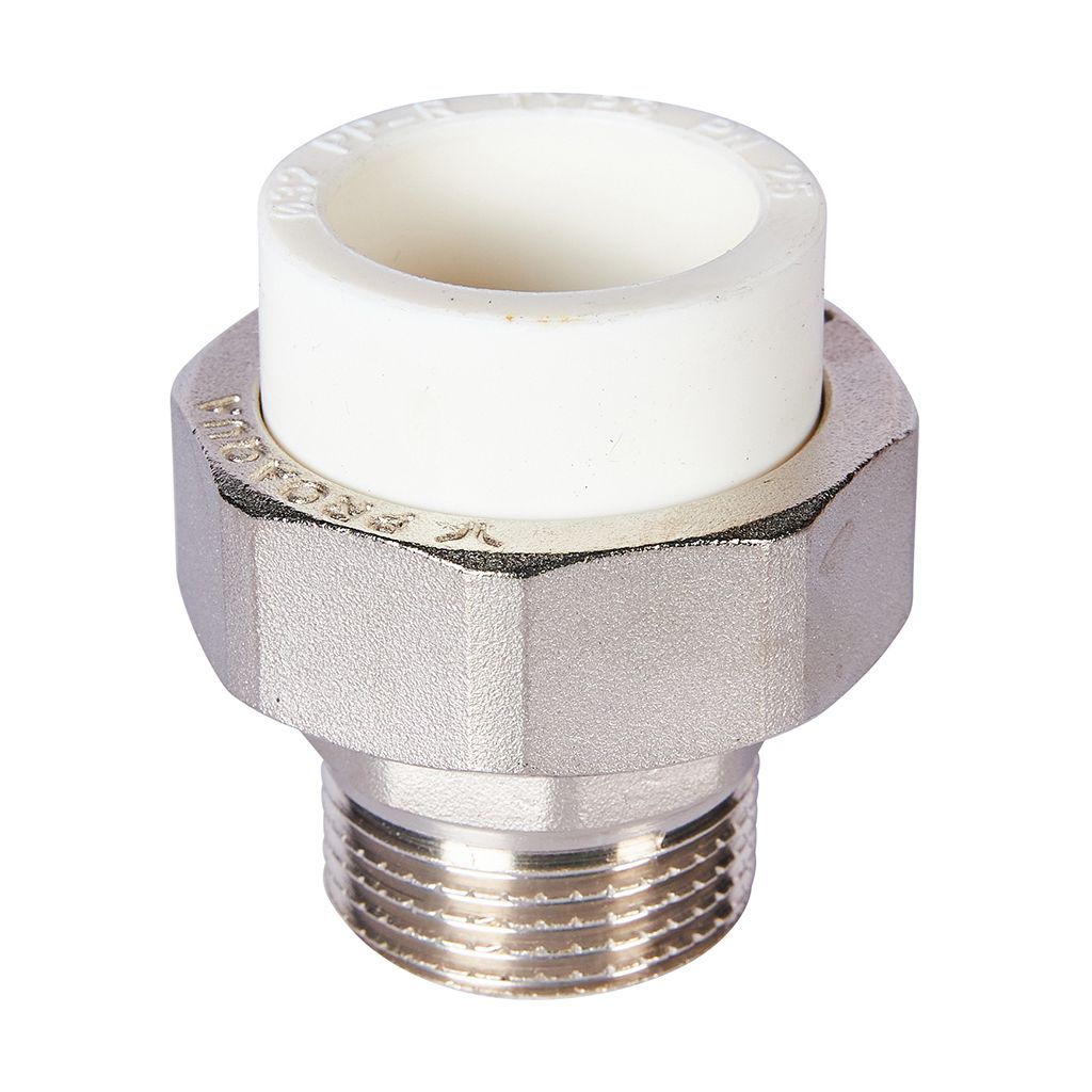Муфта комбинированная Pro Aqua d=32-1 PP-R разъемная (американка) УСИЛЕННАЯ НР Белая. Фото 3