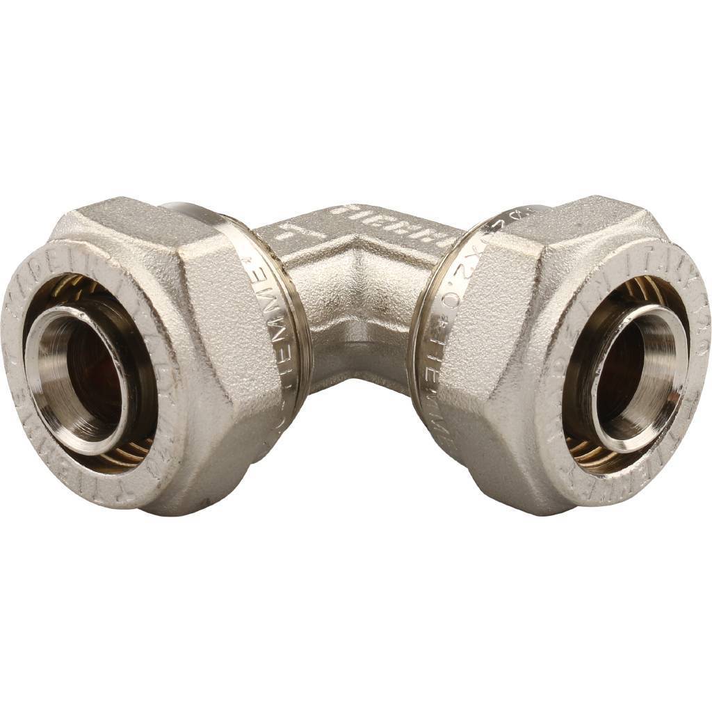 Угольник TIEMME 90° (20х2.0) для металлопластиковых труб винтовой