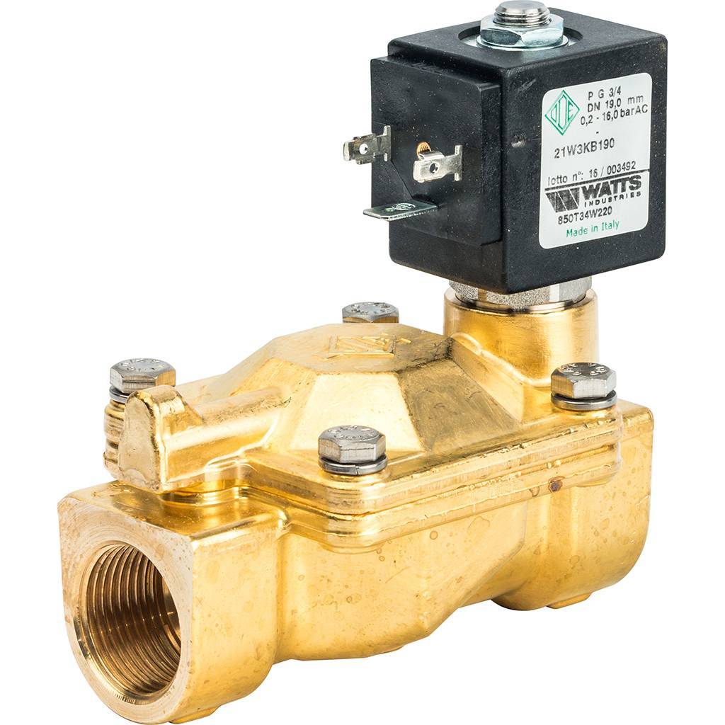 Соленоидный клапан Watts 850Т (850T34W220) для систем водоснабжения 3/4 230V Н.З.. Фото 0