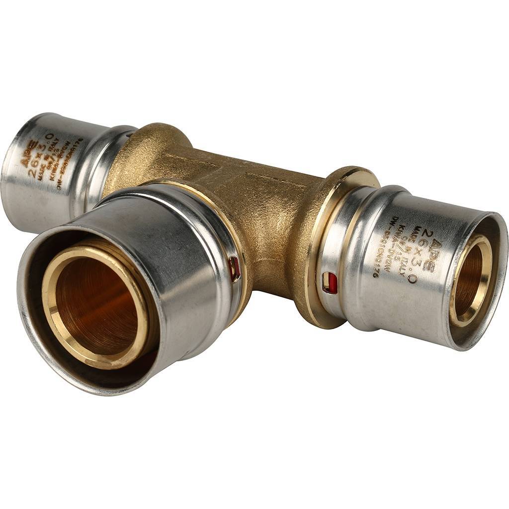 Тройник переходной STOUT 26х32х26 для металлопластиковых труб прессовой