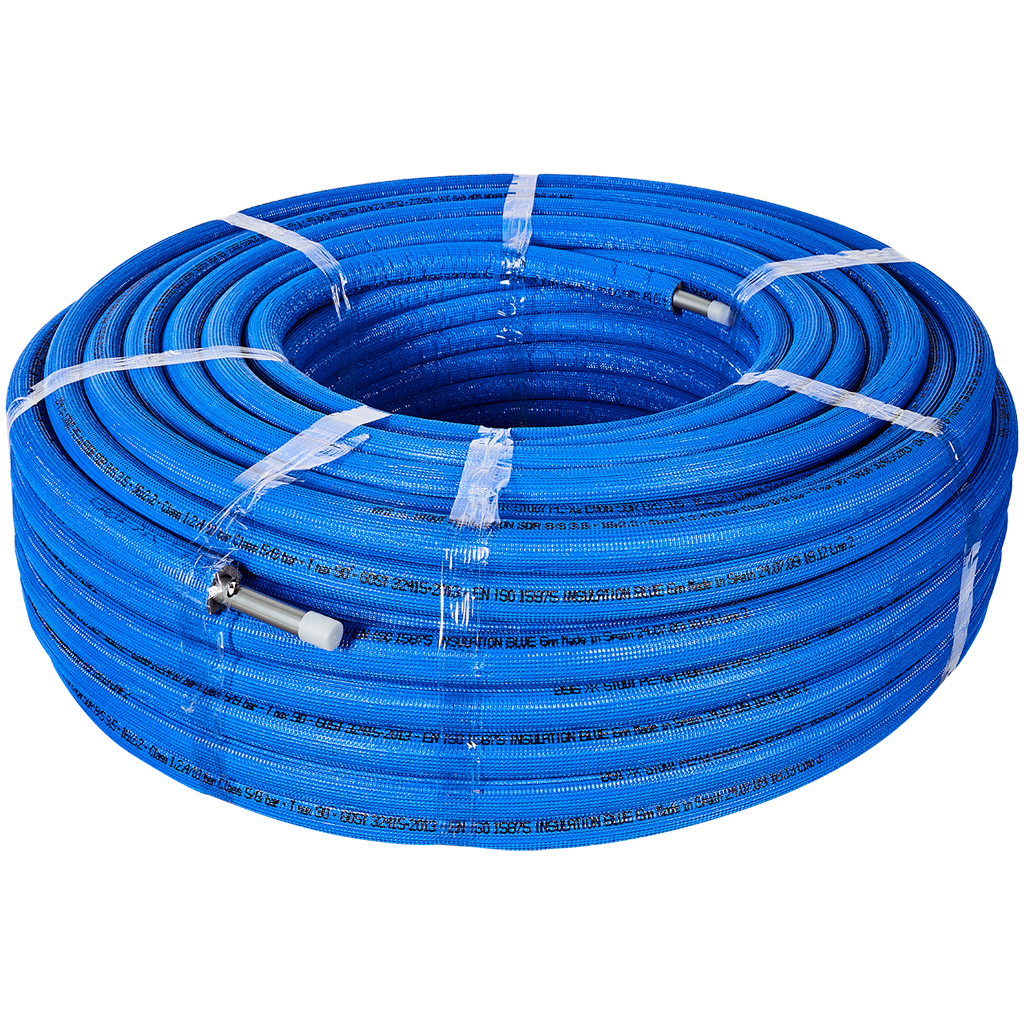Труба STOUT 16х2,2 (бухта 100 метров) PEX-a из сшитого полиэтилена с кислородным слоем, серая в теплоизоляции (синяя)