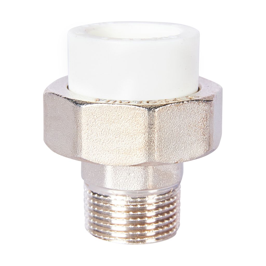 Муфта комбинированная Pro Aqua d=25-3/4 PP-R разъемная (американка) УСИЛЕННАЯ НР Белая