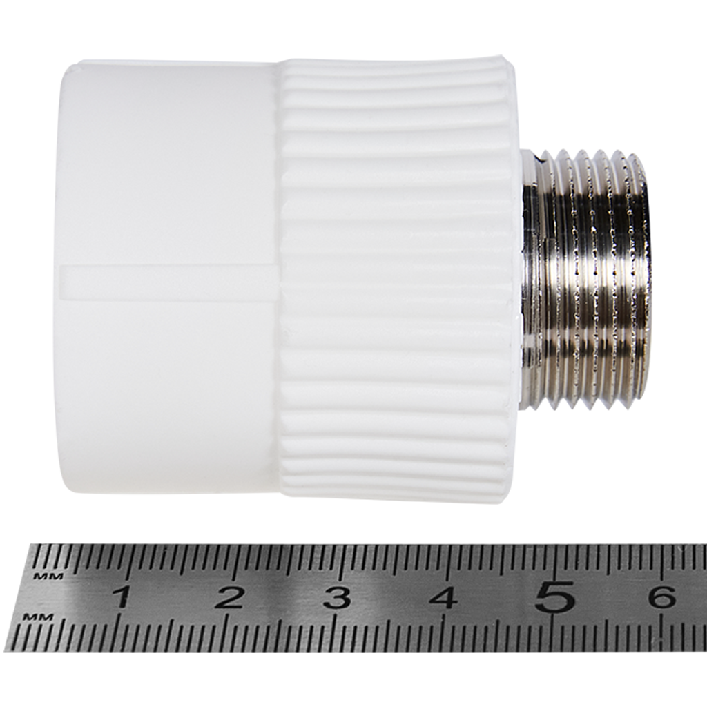 Муфта комбинированная Pro Aqua d= 32-3/4 PP-R НP Белая. Фото 2