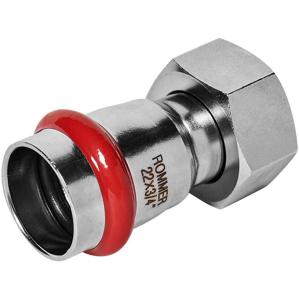 Переходник ROMMER с накидной гайкой ВПр-ВР 22х3/4 из нержавеющей стали прессовой