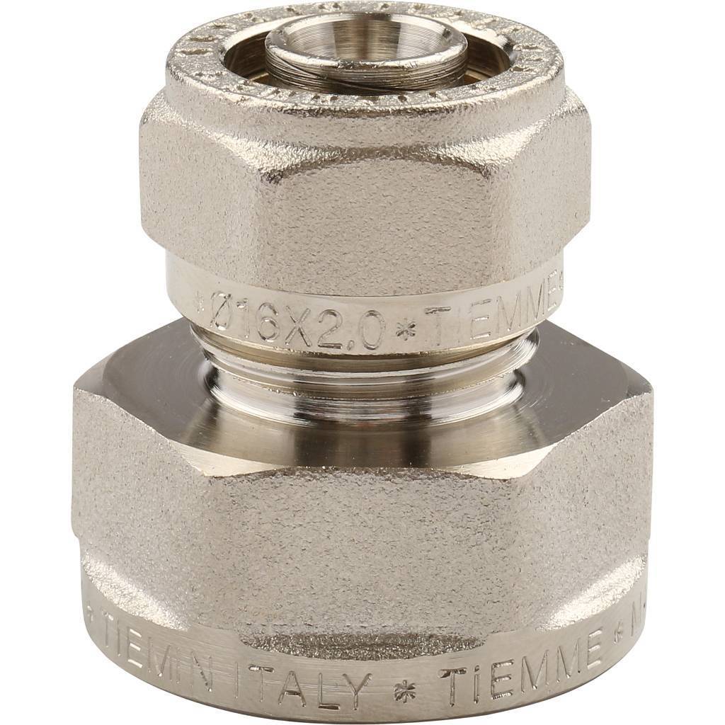 Муфта TIEMME с внутренней резьбой (16х2.0х3/4) для металлопластиковых труб винтовой