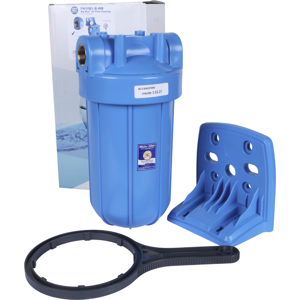 Корпус 10ВВ AquaFilter AQM вход 1  FH10B1-B-WB фильтр в сборе (колба, ключ, кронштейн, манометр) без картриджа. Фото 7