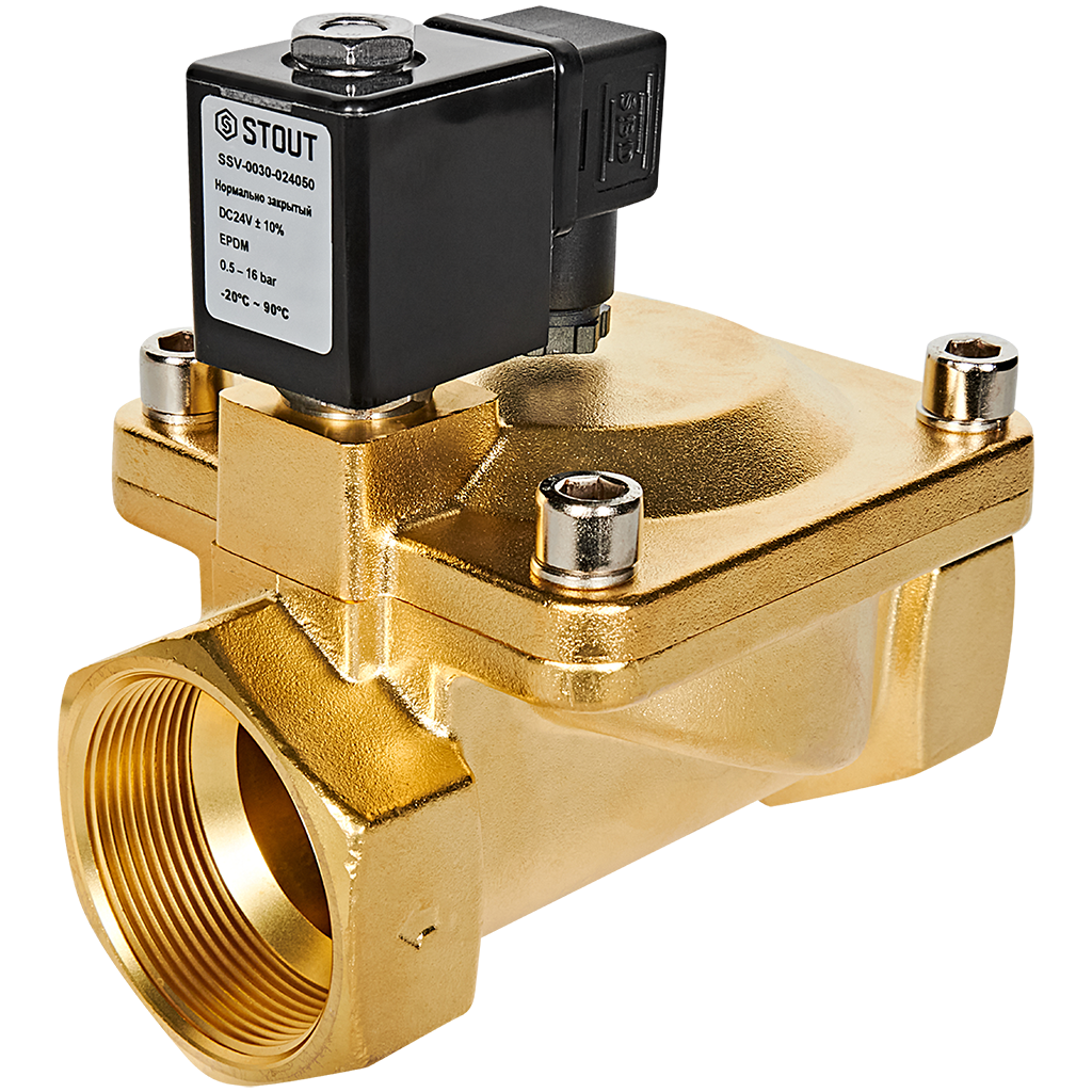 Клапан соленоидный (электромагнитный) STOUT непрямого (пилотного) действия НЗ 24В G2 SSV-0030-024050
