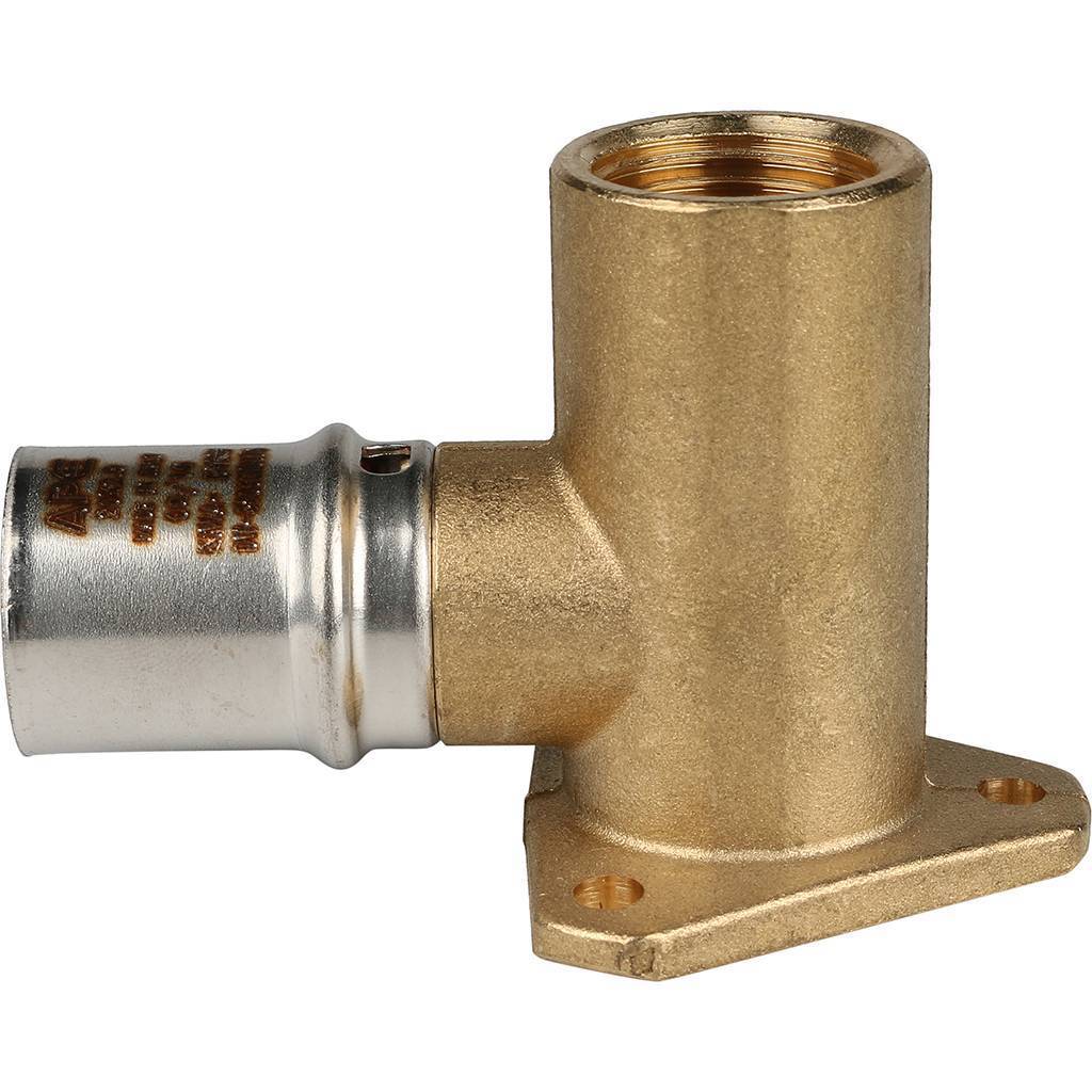 Угольник STOUT настенный с креплением удлинённый 1/2 х20 для металлопластиковых труб прессовой. Фото 1