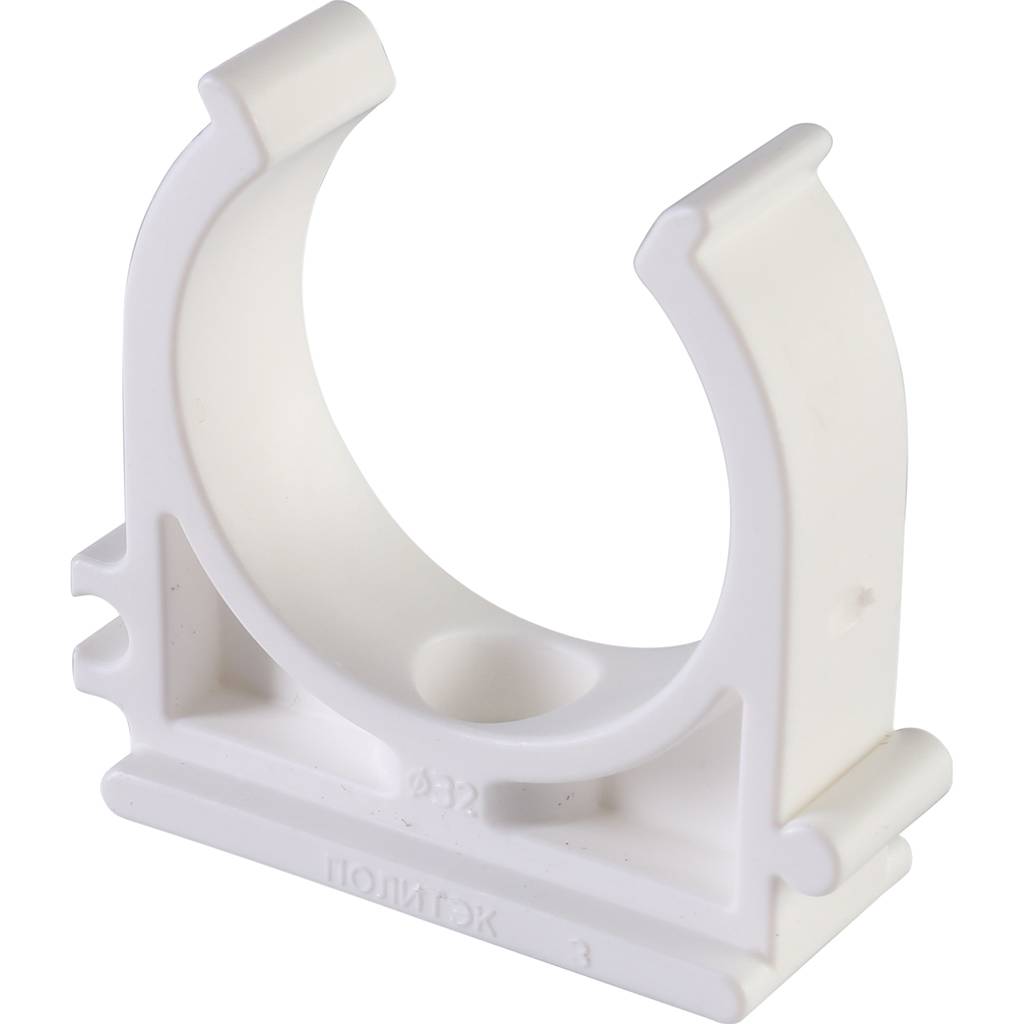 Крепление Политэк d=32 для полипропиленовых труб под сварку (цвет белый). Фото 0