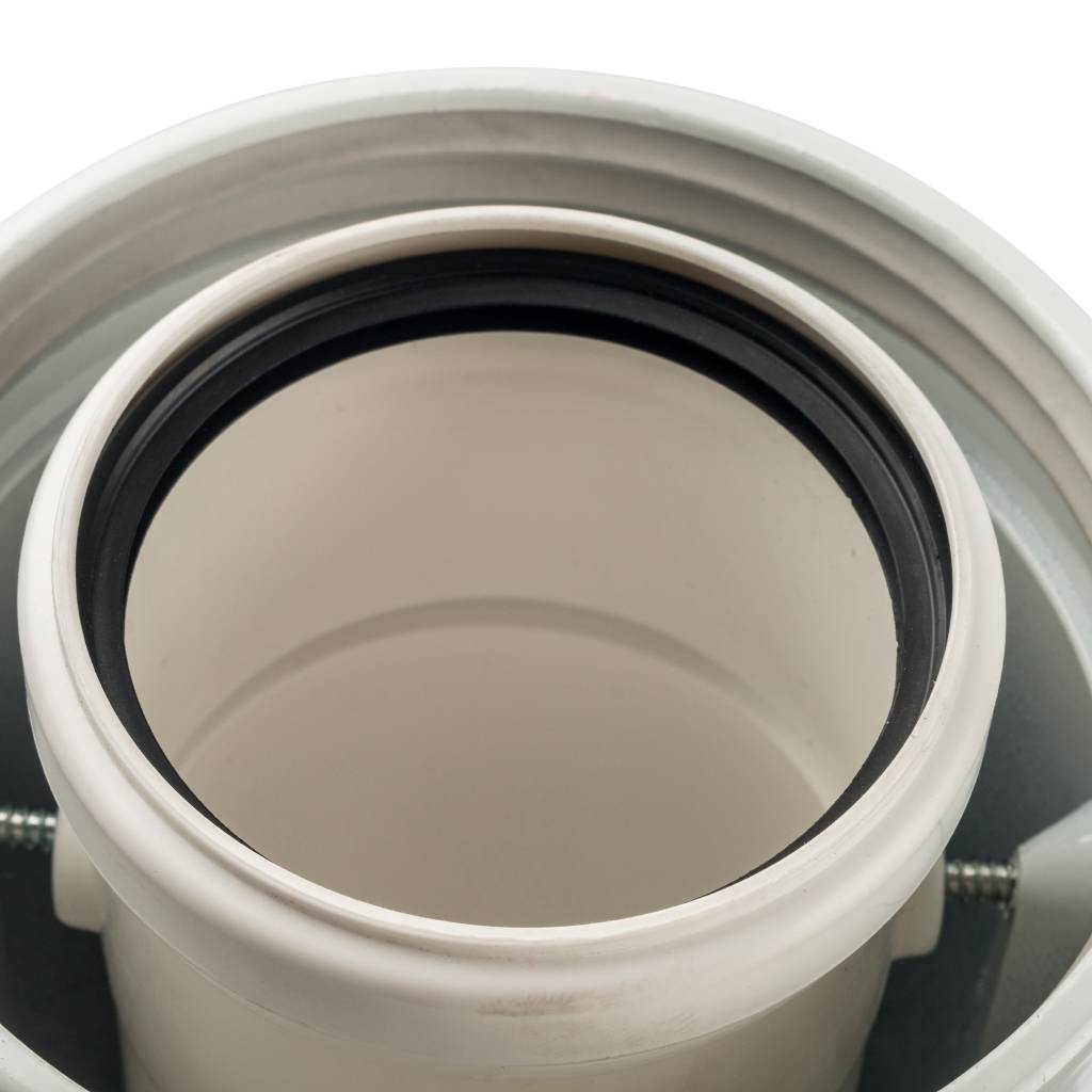 *SCA-8610-240090 STOUT Элемент дымохода конденсац. адаптер 90° DN60/100 м/п PP-AL с фланцем (совместим. с Bosch). Фото 3