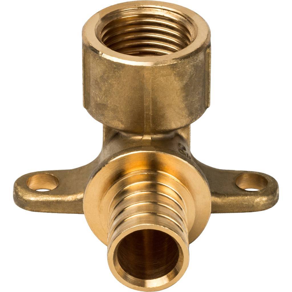 Угольник STOUT настенный с креплением 20xRp 1/2 для труб из сшитого полиэтилена аксиальный. Фото 1