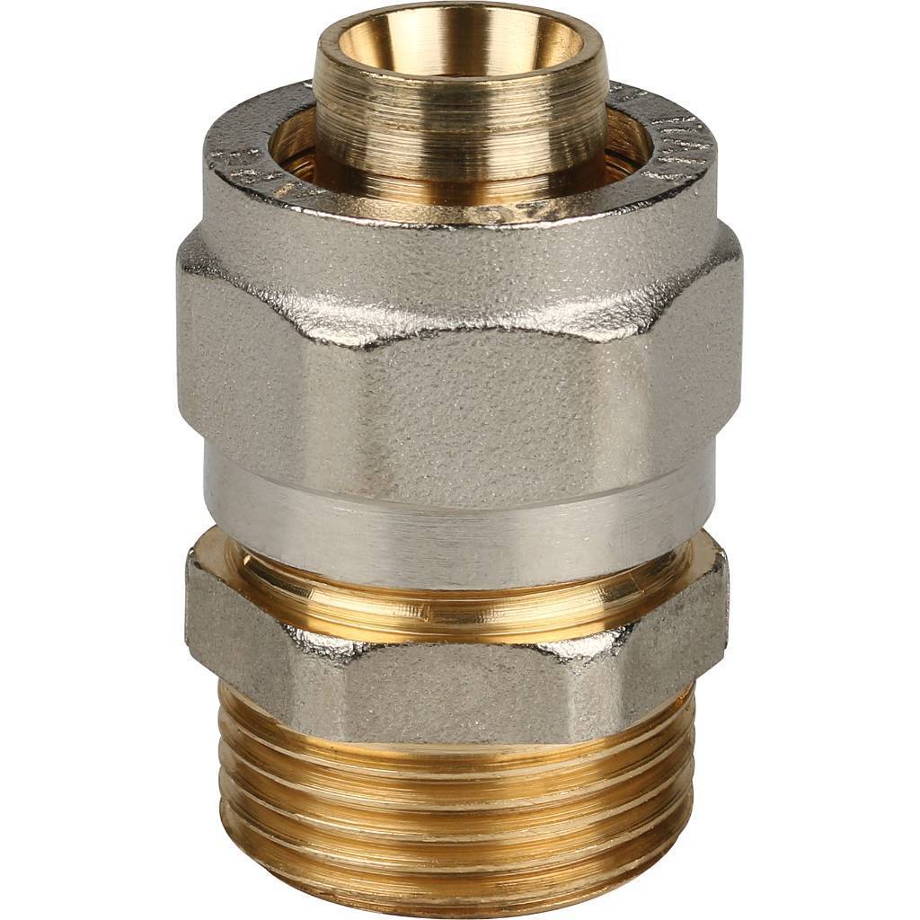 Переходник STOUT с наружной резьбой 3/4 х20 для металлопластиковых труб винтовой