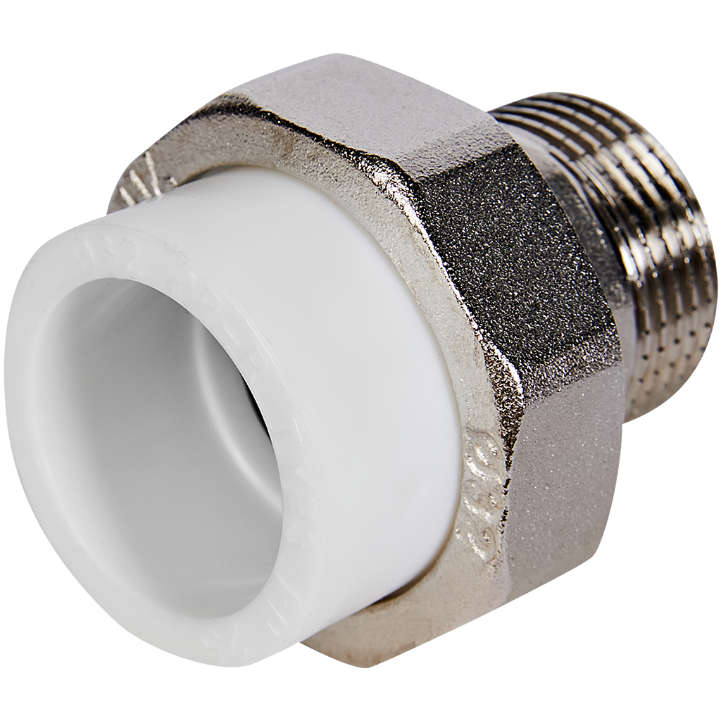 Муфта комбинированная Pro Aqua d=32-1 PP-R разъемная (американка) НР Белая. Фото 0