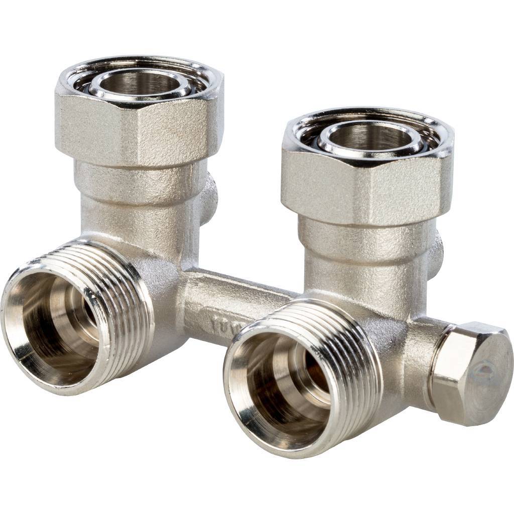 Узел нижнего подключения радиатора STOUT для однотрубной системы, угловой 3/4