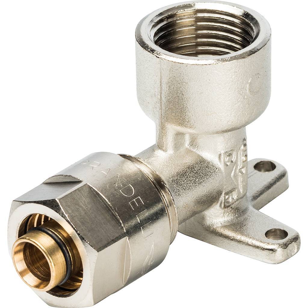 Уголок 90 с креплением Prandelli Multyrama (16х2,0х1/2) для металлопластиковых труб винтовой