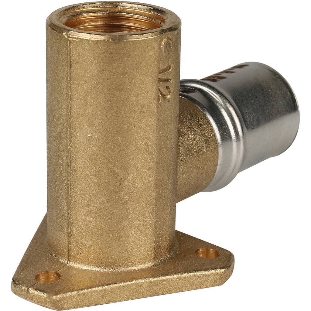 Угольник STOUT настенный с креплением удлинённый 1/2 х20 для металлопластиковых труб прессовой. Фото 3