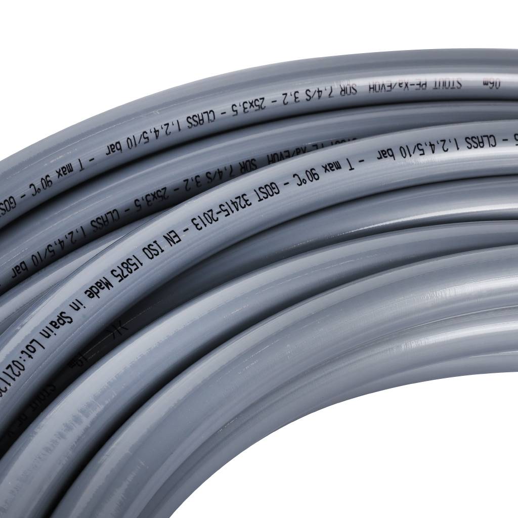 Труба из сшитого полиэтилена STOUT PEX с кислородным слоем, 25х3,5 (бухта 30 метров), серая. Фото 2