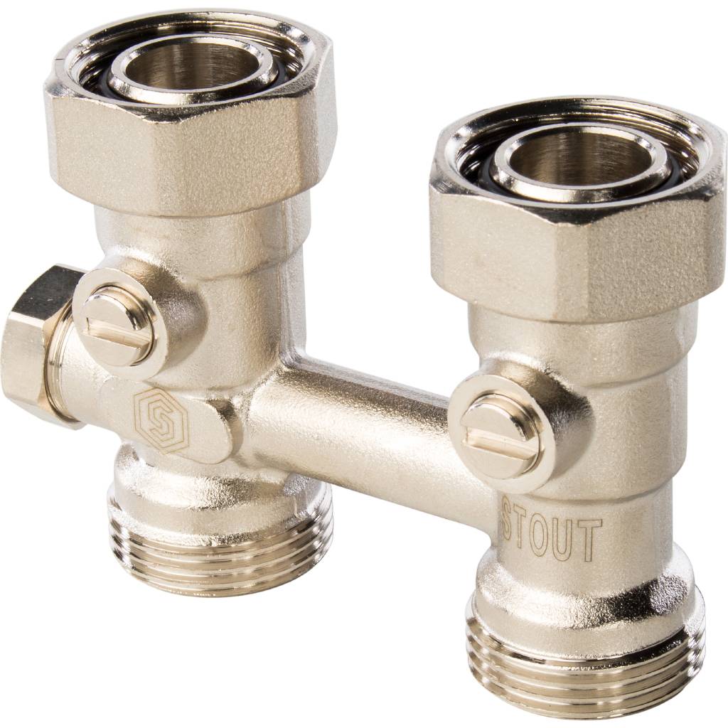 Узел нижнего подключения радиатора STOUT для однотрубной системы, прямой 3/4