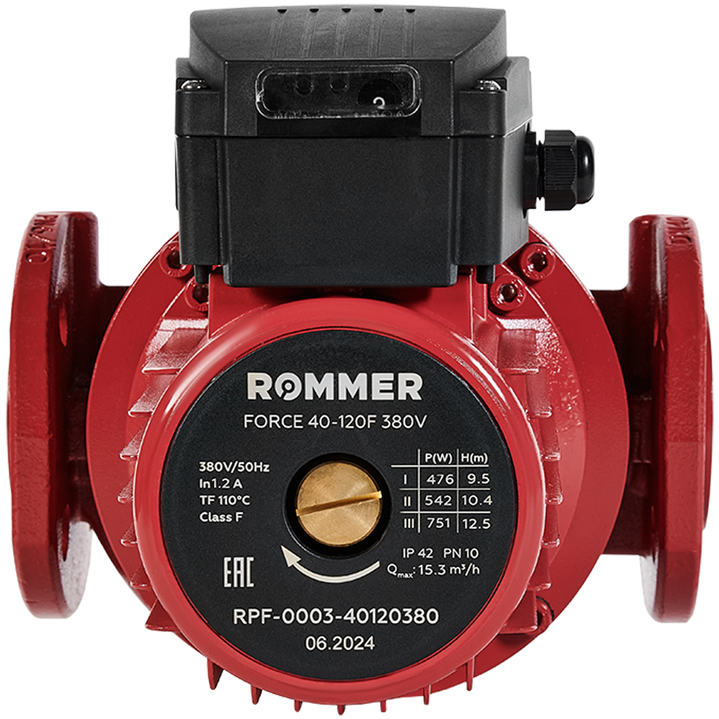 Насос циркуляционный фланцевый трехскоростной ROMMER 40-120F 380V