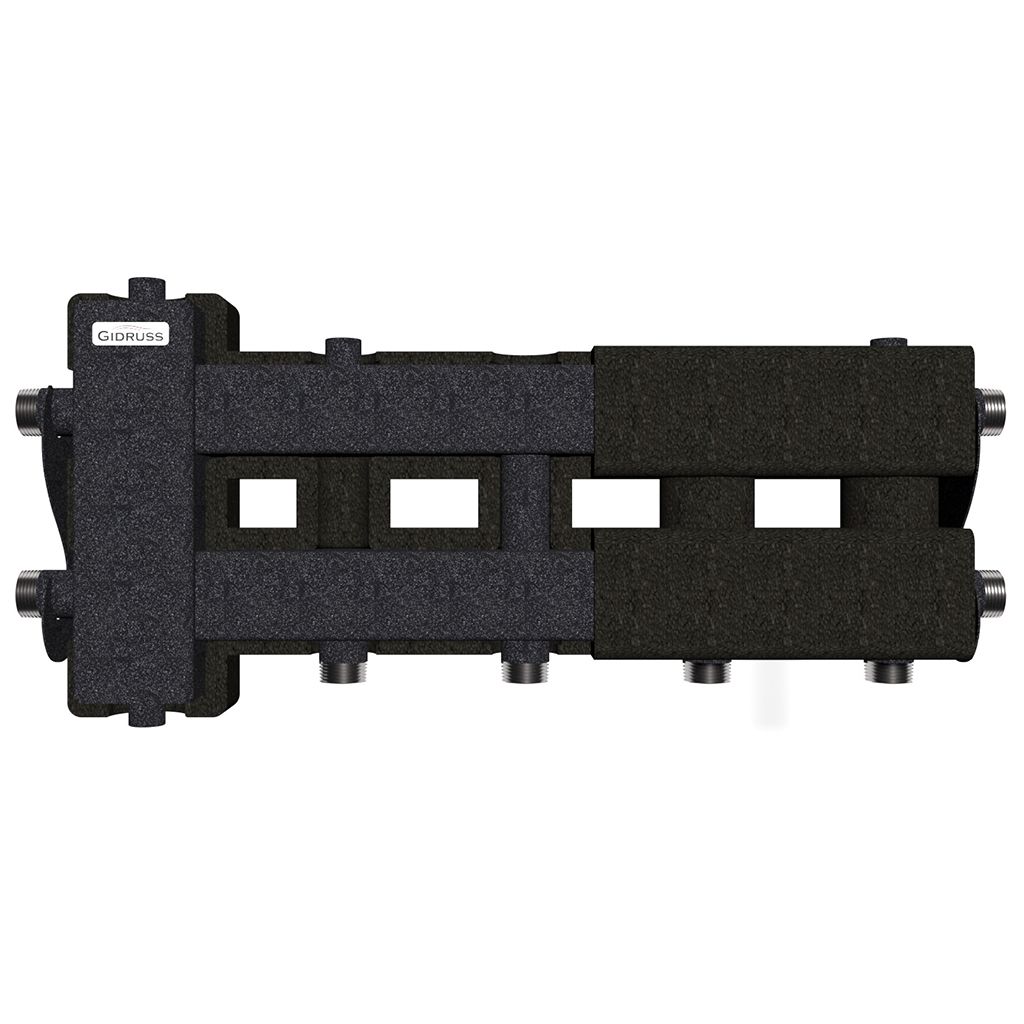 Балансировочный коллектор GIDRUSS BM-60-3D.EPP (до 60 кВт, подкл. котла G 1, 2+1 контура G 1, 4D-кронштейны K.UMS, EPP-термоизоляция)