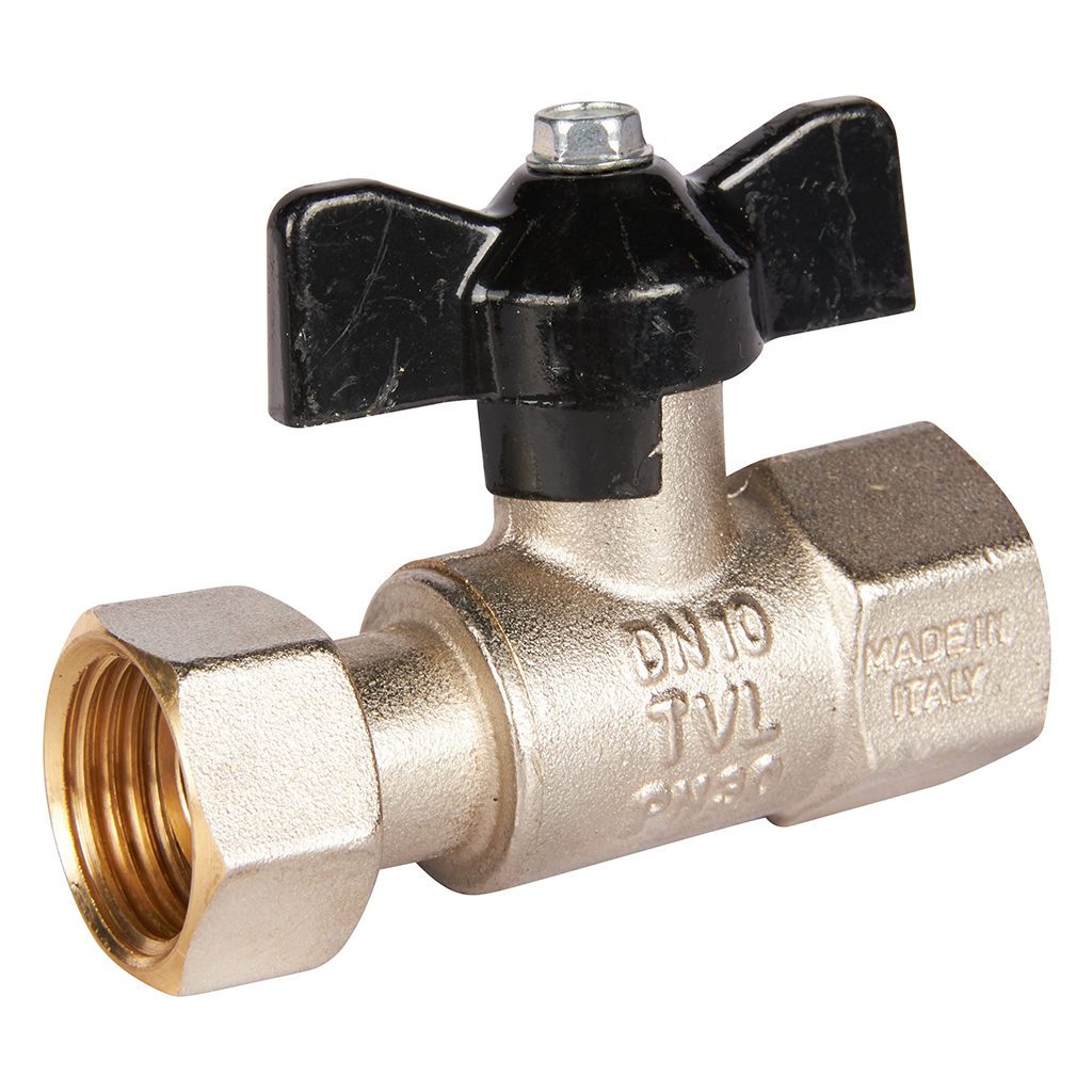 Кран шаровой STOUT с накидной гайкой ВР/накидная гайка, ручка бабочка 1/2x1/2