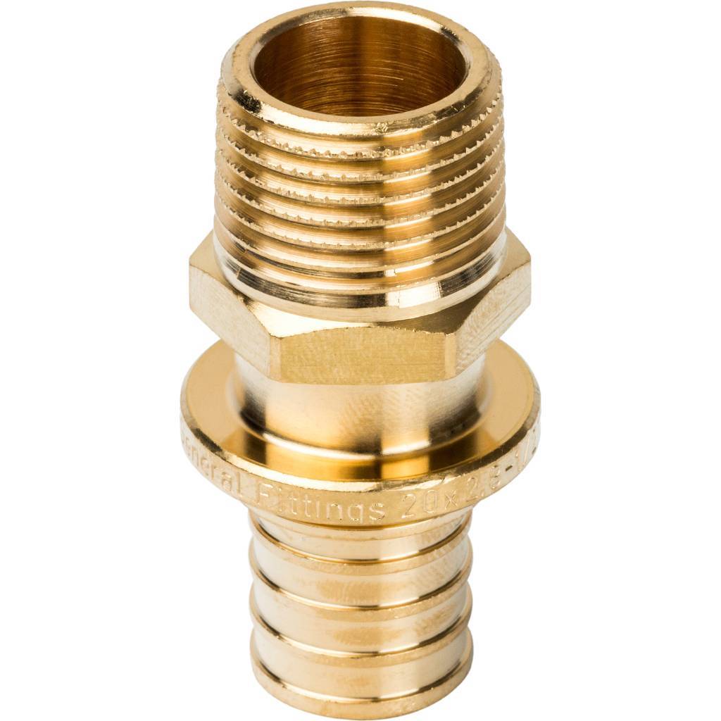 Переходник STOUT с наружной резьбой 20xR 1/2 для труб из сшитого полиэтилена аксиальный