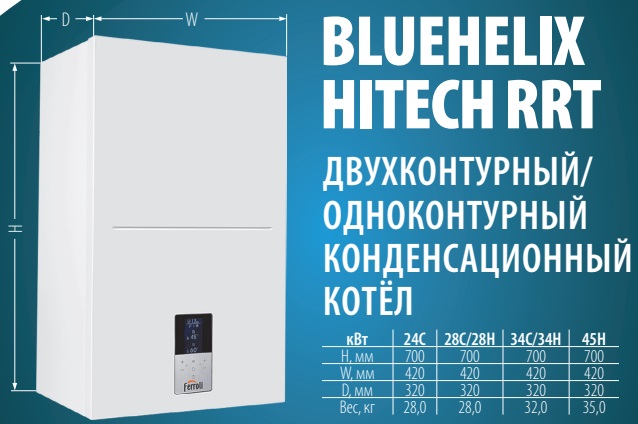 Газовый конденсатный котел Ferroli BLUEHELIX HITECH RRT 28 H EU ...