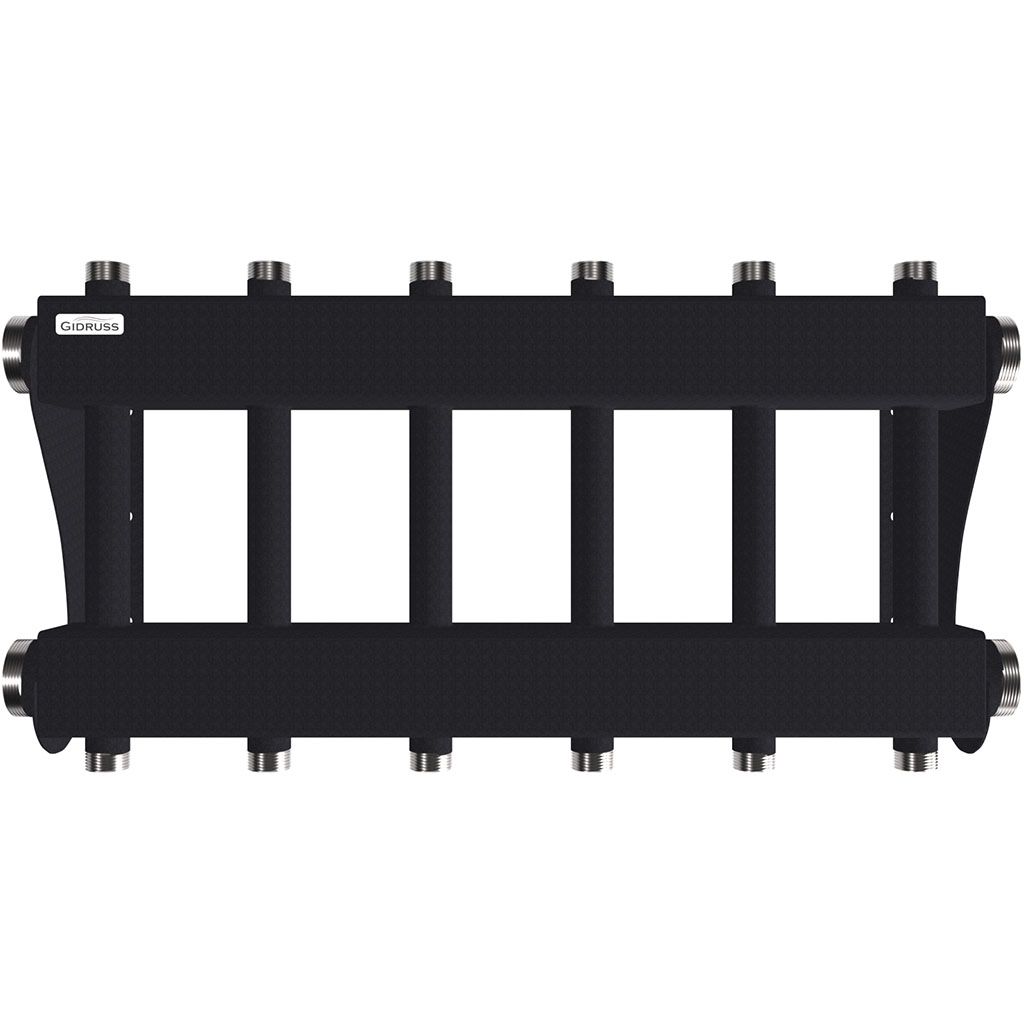 Модульный коллектор GIDRUSS MK-250-6DU (до 250 кВт, 2 магистр. подкл. G 2, 3 контура G 1 вверх и 3 вниз). Фото 0