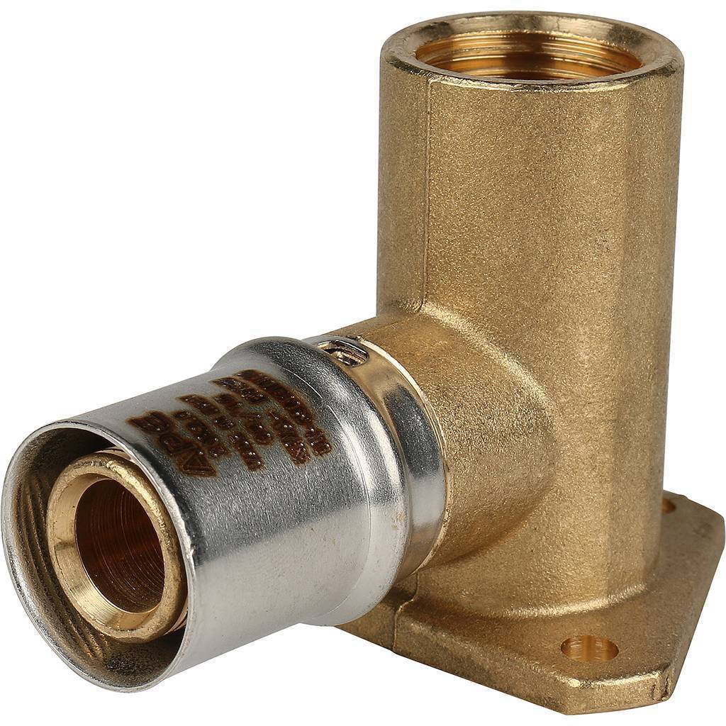 Угольник STOUT настенный с креплением удлинённый 1/2 х20 для металлопластиковых труб прессовой